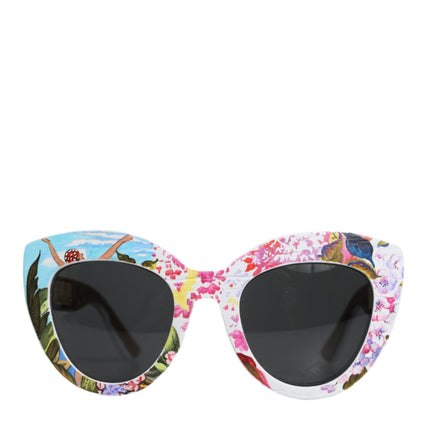 Multicolor Wood Crystal Brass Frame Floral Hand Paint Sunglasses