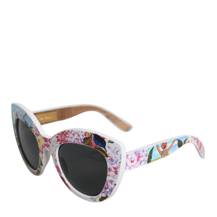 Multicolor Wood Crystal Brass Frame Floral Hand Paint Sunglasses