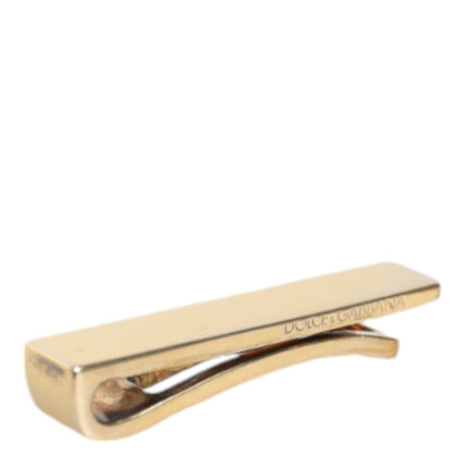 Gold Tone Brass Logo Branded Men Tie Clip Bar