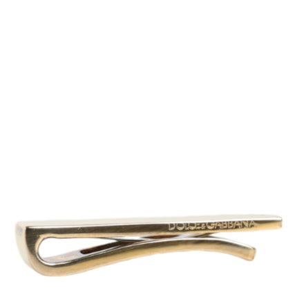 Gold Tone Brass Logo Branded Men Tie Clip Bar