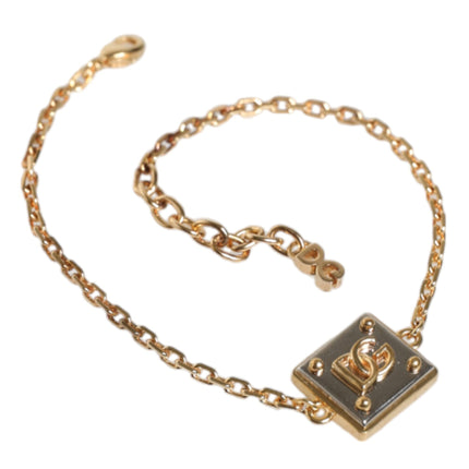 Gold Brass Chain Logo Sicily Pendant Necklace