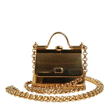 Gold Brass Chain Sicily Micro Bag Pendant Necklace