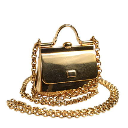 Gold Brass Chain Sicily Micro Bag Pendant Necklace