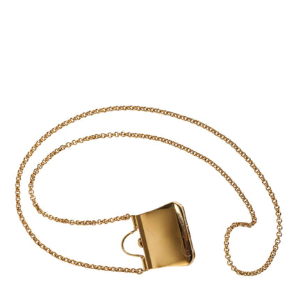 Gold Brass Chain Sicily Micro Bag Pendant Necklace