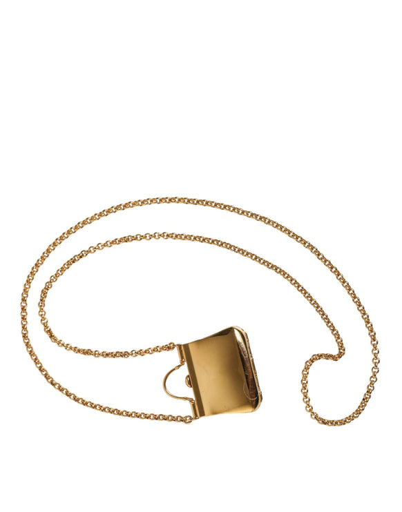 Gold Brass Chain Sicily Micro Bag Pendant Necklace