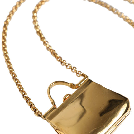 Gold Brass Chain Sicily Micro Bag Pendant Necklace