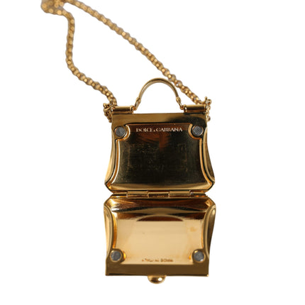 Gold Brass Chain Sicily Micro Bag Pendant Necklace