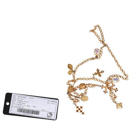 Gold Tone Brass Chain Religious Cross Pendant Necklace