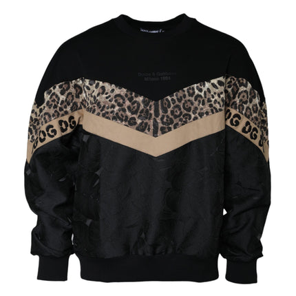 Black Leopard Crew Neck Sweatshirt Sweater