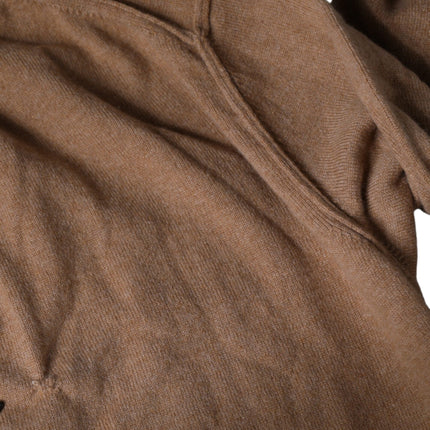 Brown Cashmere Knit V-neck Pullover Sweater