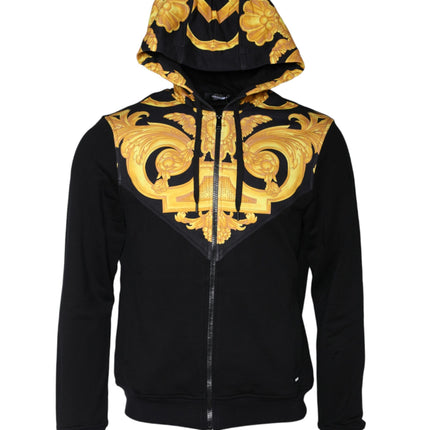 Black Medusa Print Cotton Full Zip HoodieSweatshirt Sweater