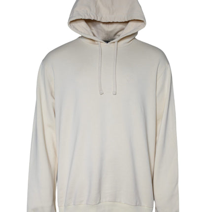 Off White Cotton Hooded Pullover Sweater