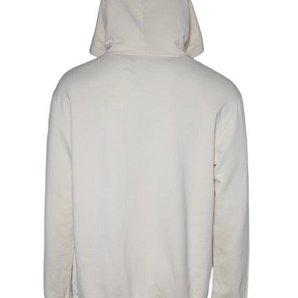 Off White Cotton Hooded Pullover Sweater