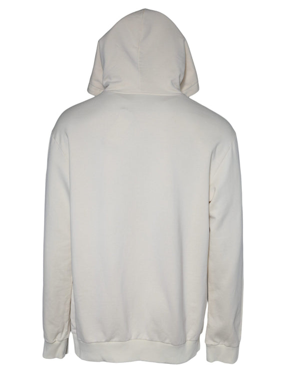 Off White Cotton Hooded Pullover Sweater