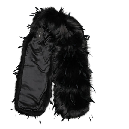 Black Fox Rooster Feathers Neck Warmer Scarf