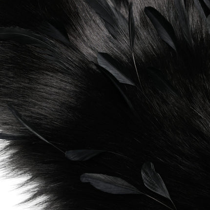 Black Fox Rooster Feathers Neck Warmer Scarf