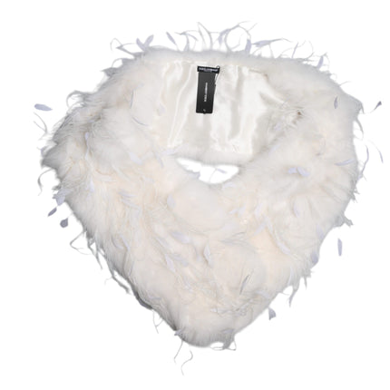 White Fox Rooster Feathers Neck Warmer Scarf