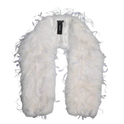 White Fox Rooster Feathers Neck Warmer Scarf