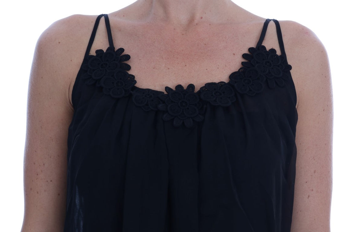 Élégant robe de chimise en dentelle de soie noire noire