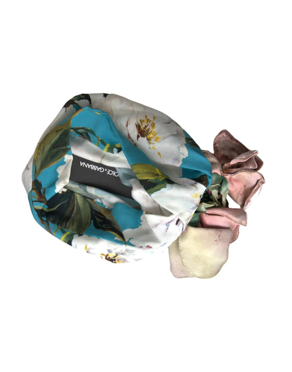 Blue Floral Motif Tulban Head Hat Women