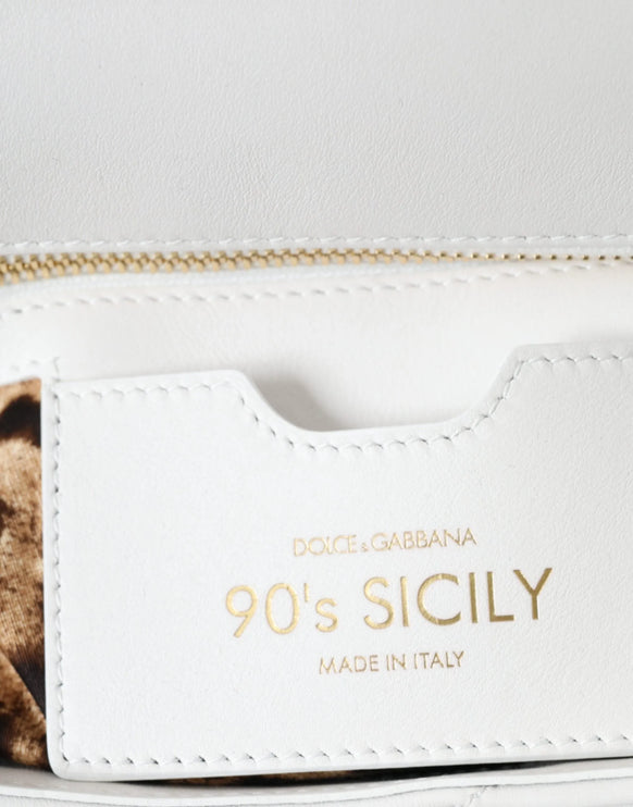 Sac à carries d'épaule Sicile en cuir blanc en cuir des années 90