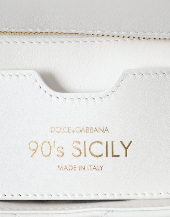 Sac à carries d'épaule Sicile en cuir blanc en cuir des années 90