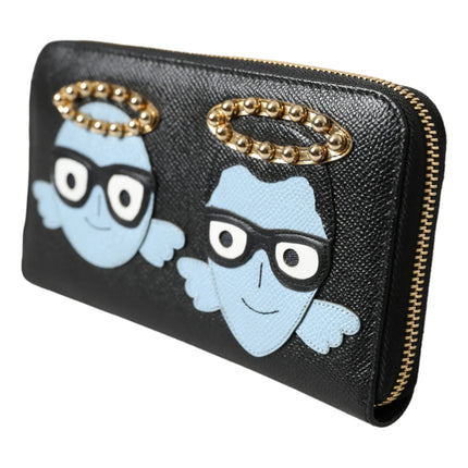 Billetera de hombres continentales de cuero azul negro #dgfamily