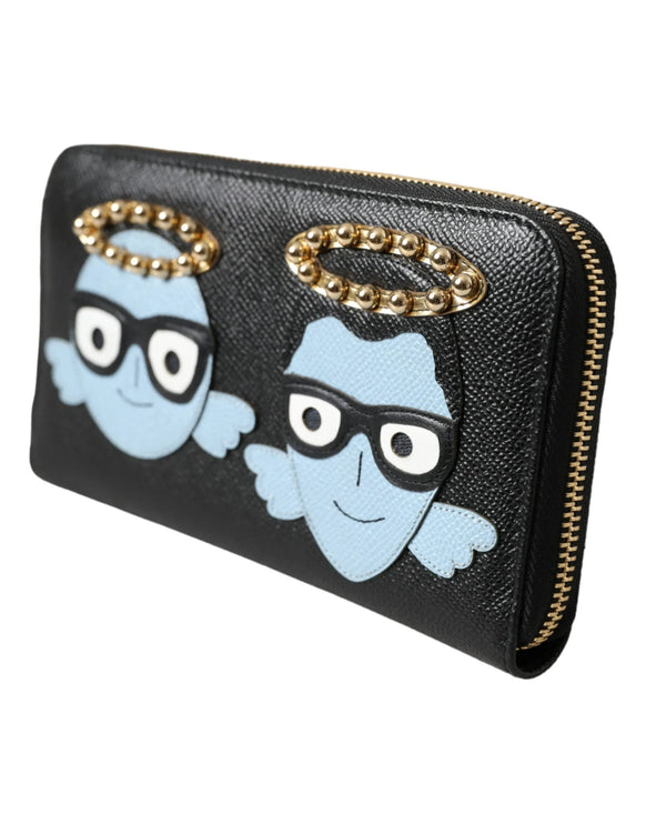 Billetera de hombres continentales de cuero azul negro #dgfamily