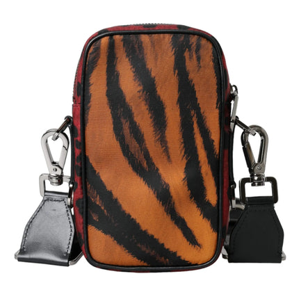 Multicolor tijgerprint nylon logo cross -body tas