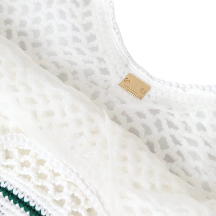 Sac d'achat de logo en coton tricoté vert blanc Sac shopping