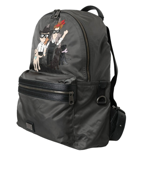 Nylon gris oscuro #dgfamily Patch Men Backpack Bags