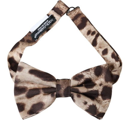 Brown Leopard Silk Adjustable Neck Men Aquier à nœud papillon