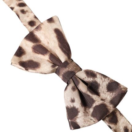 Brown Leopard Silk Adjustable Neck Men Aquier à nœud papillon