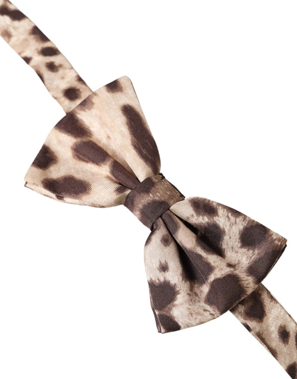 Brown Leopard Silk Adjustable Neck Men Aquier à nœud papillon