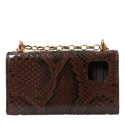 Brown Python Leather DG Girls Crossbody Phone Sac