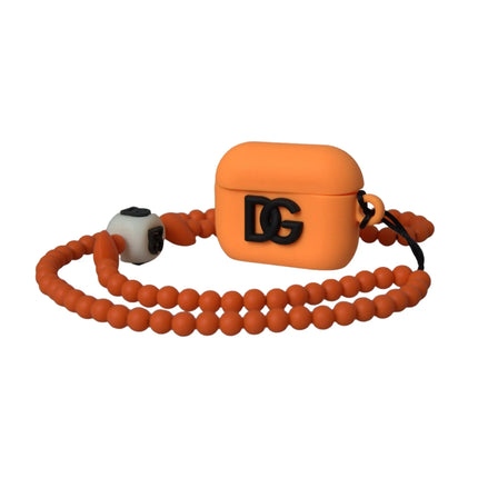 Oranje siliconen rubberen logo kralen riem airpods case