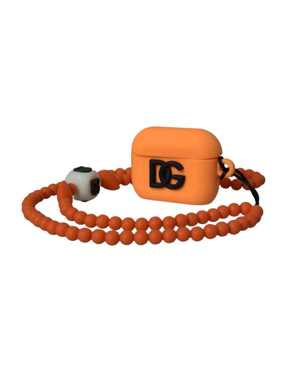 Oranje siliconen rubberen logo kralen riem airpods case