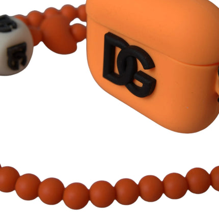 Oranje siliconen rubberen logo kralen riem airpods case