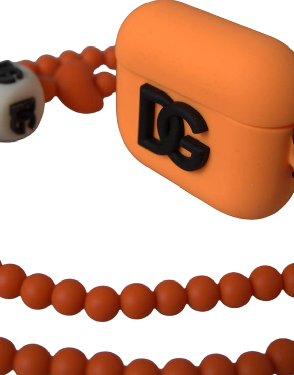 Oranje siliconen rubberen logo kralen riem airpods case