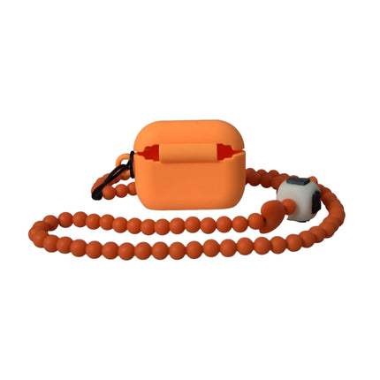 Oranje siliconen rubberen logo kralen riem airpods case