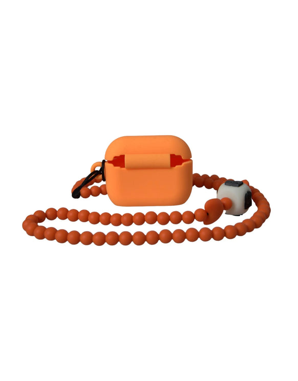 Oranje siliconen rubberen logo kralen riem airpods case