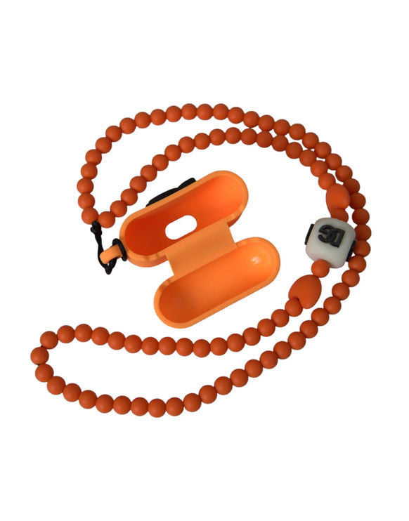 Oranje siliconen rubberen logo kralen riem airpods case