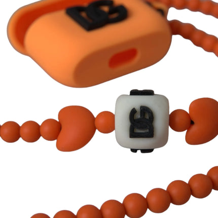 Oranje siliconen rubberen logo kralen riem airpods case