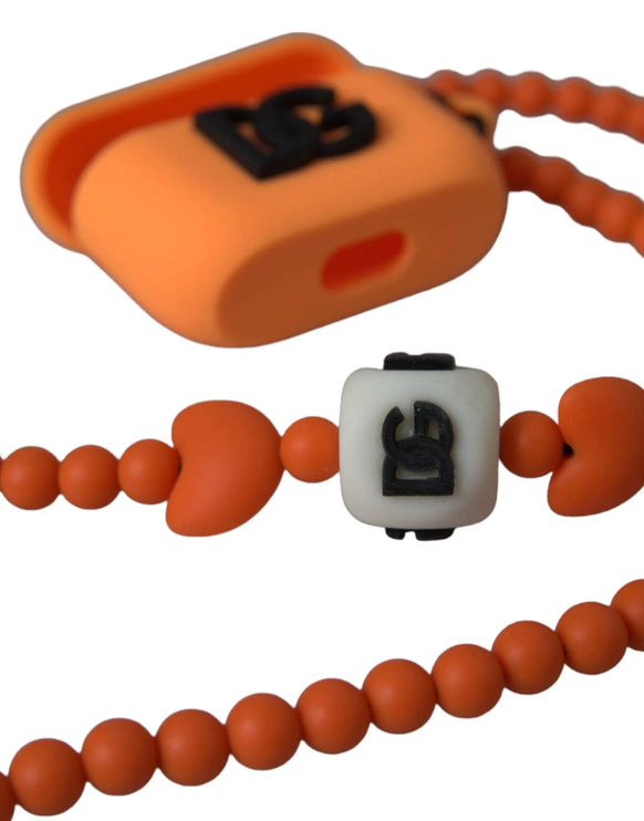 Oranje siliconen rubberen logo kralen riem airpods case