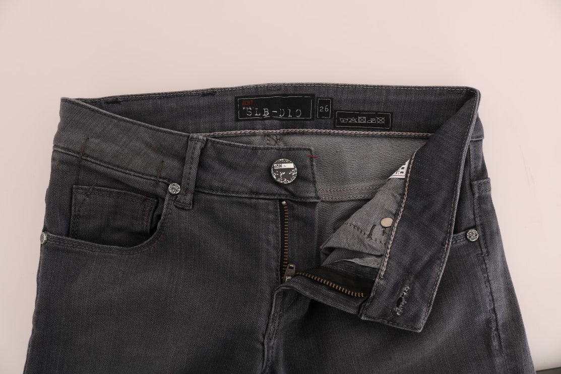 Eleganti jeans di design grigio magro grigio