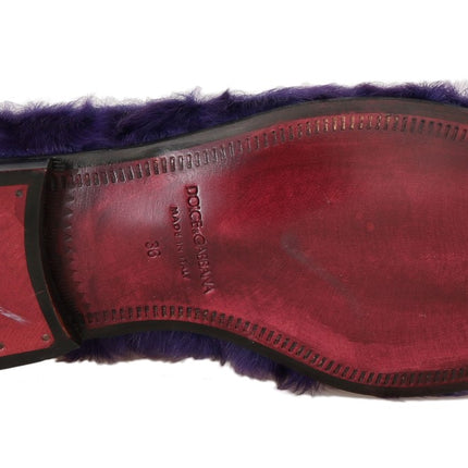 Lujoso mocasines de piel de oveja morada