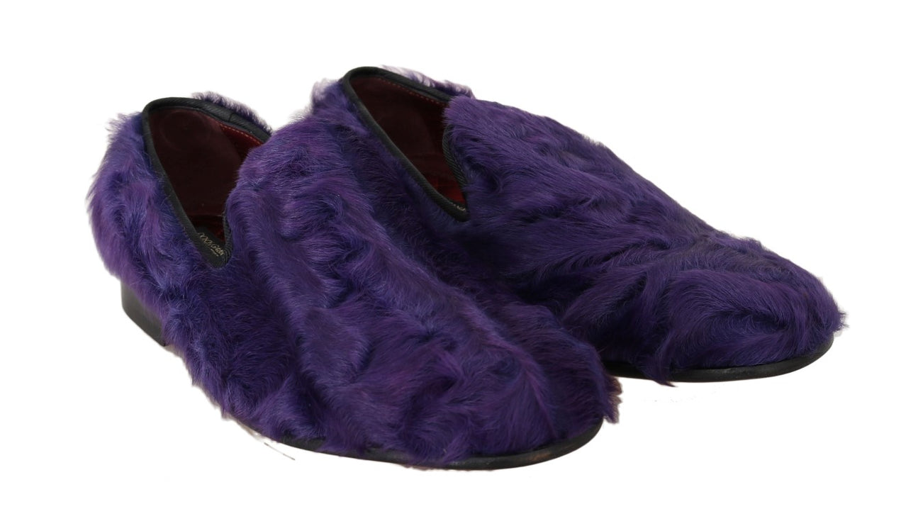 Mocassins de fourrure de mouton violet en peluche