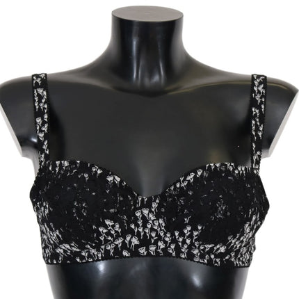 Élégant soutien-gorge en soie en dentelle à fleurs noir