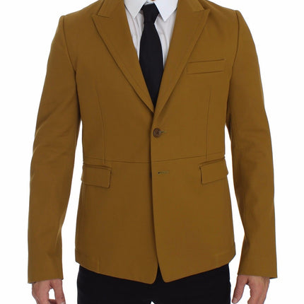 Elegant Yellow Cotton Blend Casual Blazer