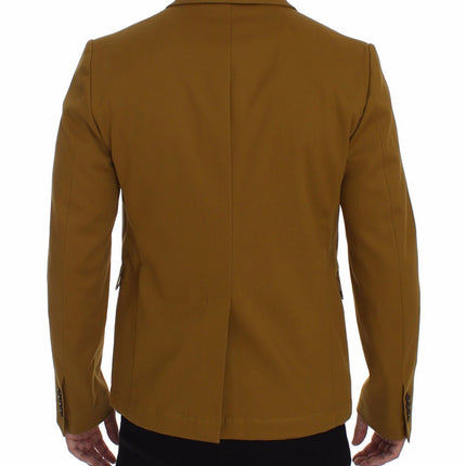 Elegant Yellow Cotton Blend Casual Blazer